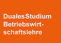 orange Karte mit Schriftzug Duales Studium Betriebswirtschaftslehre